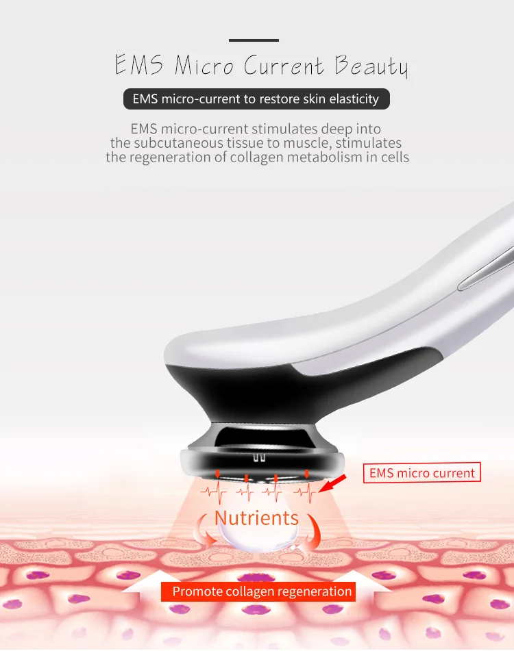 6 in 1 EMS Face Lifting Massager LED Photon Anti Aging Skin Tighten Firm Skin Ca