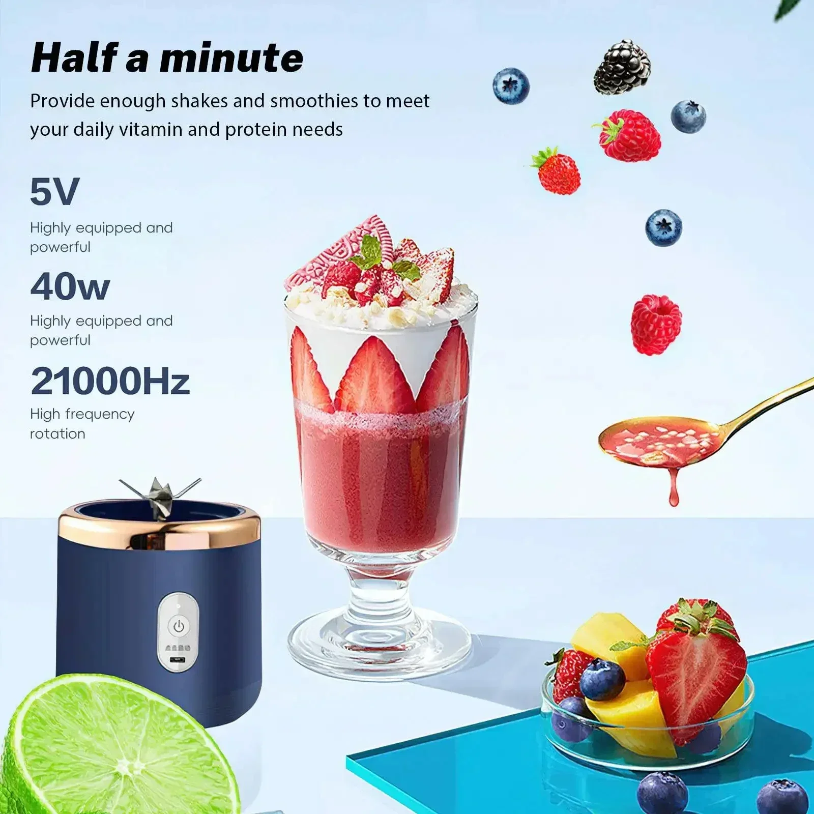 Electric Juicer Cup Portable USB Multifunction Double Cup Juicer Fruit Blender Milkshake Juice Cup Smoothie Blender 4