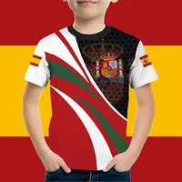 Vêtements pour garçons drapeau espagnol graphique T-Shirt Vintage décontracté à manches courtes enfants vêtements 2-14Y été en plein air espagnol enfant haut T-Shirt 4