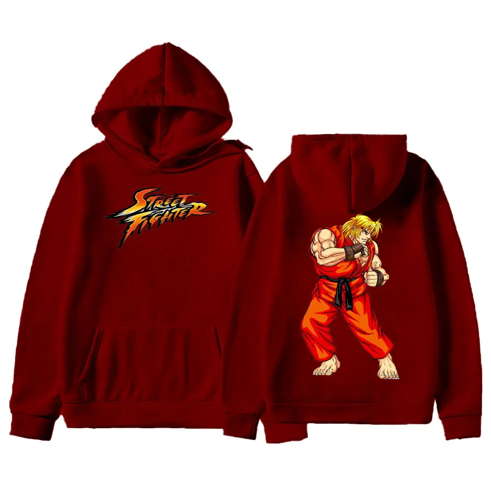 

Street Fighter Men's Hoodie Anime Game Print Casual Autumn/winter Long-sleeved Sweatshirt Double-sided Printed Streetwear
