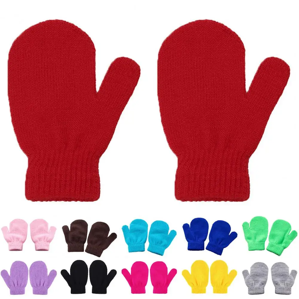 1-4 Years Full Finger Knit Gloves Winter Baby Gloves Warm Mittens Children Gloves Warm Autumn Outdoor Children Toddler Mittens 3pcs set autumn winter 3 18 months baby hat scarf gloves sets solid color knitted mittens cap gloves suit baby warm accessories