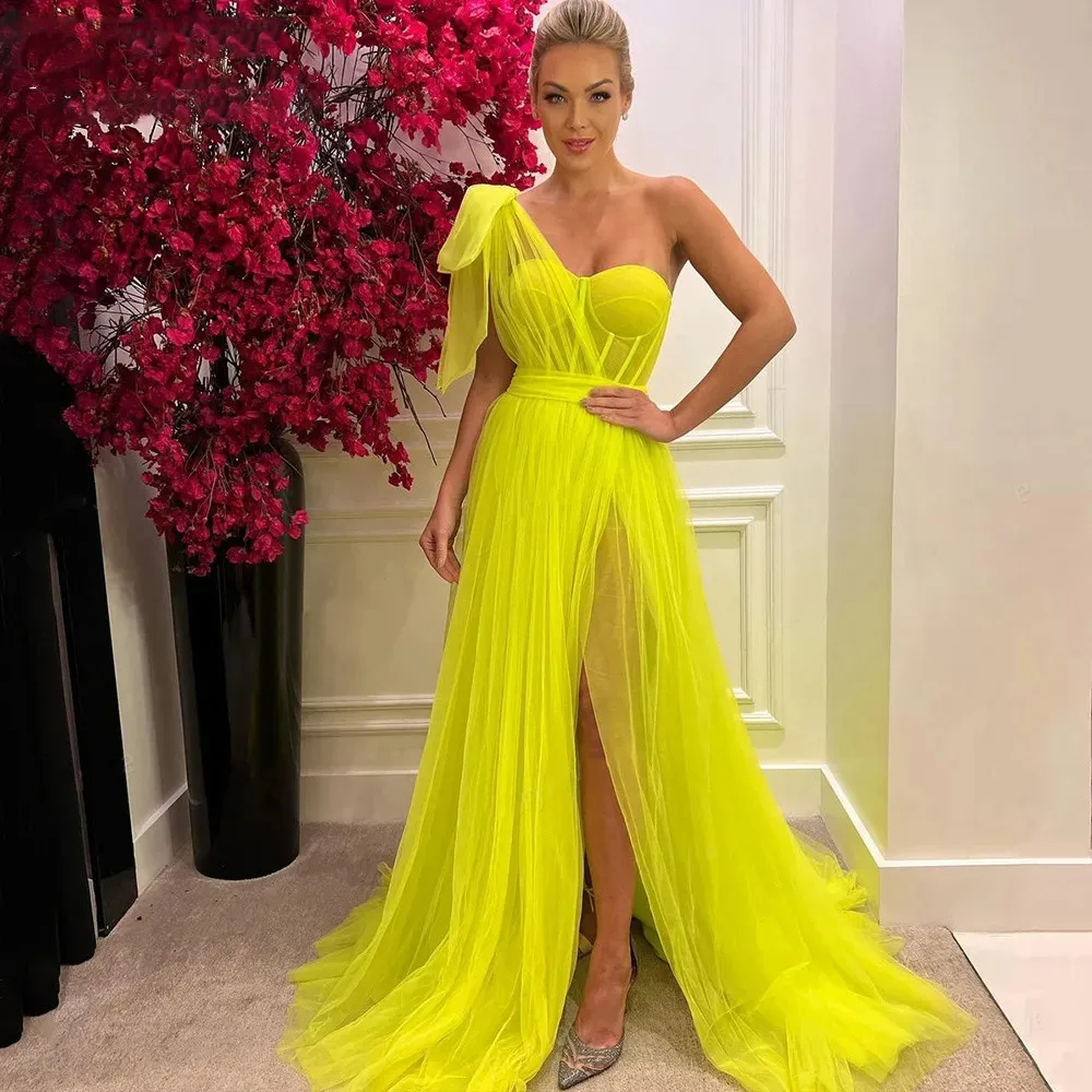 

Bright Pink Chiffon Prom Dresses Long Puff Sleeves V Neck Slit A Line Evening Gowns With 3 D Butterfly Flowers