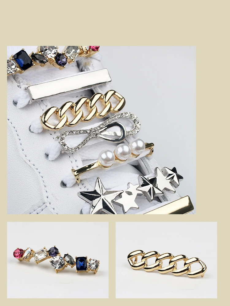 Sneakers Shoelaces Decoration Metal Shoelace Buckle Pearl Shoes Charm