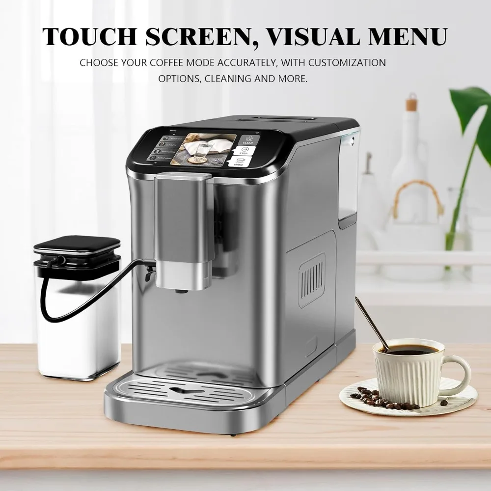 Fully Automatic Espresso Machine 20 Bar, 1350W Espresso and Cappuccino Machine with Automatic Milk Frother, 4