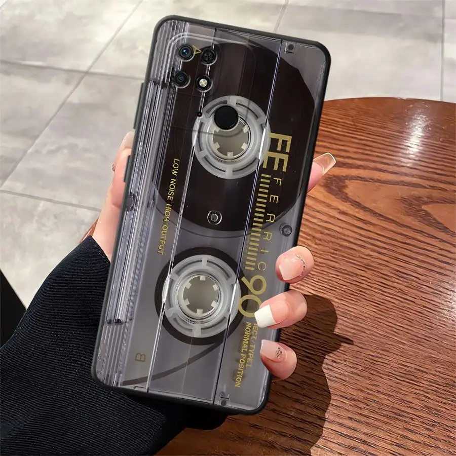 Black Soft Phone Cover with Retro Cassette Tape Design
