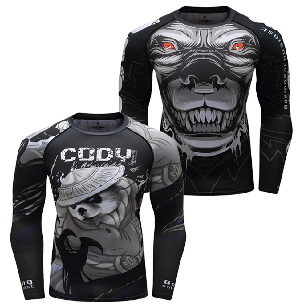 Sports Apparel Sports Jiu Jitsu T-shirt BJJ Rash Guard For Men Bjj No GI MMA Ranked Full Sleeve Compression Clothing Boxing Rashguards Shirts