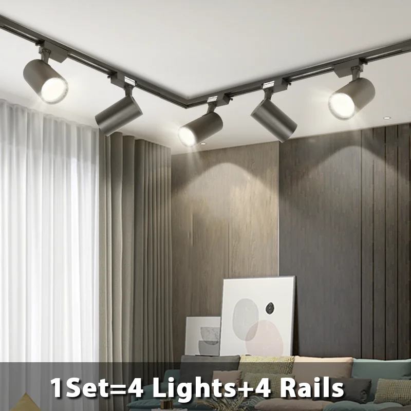COB 레일 조명 트랙 조명 세트, 실내 트랙 조명, 거실 주방 스포트라이트 레일, 20 W, 40W, 110V, 220V  Best5