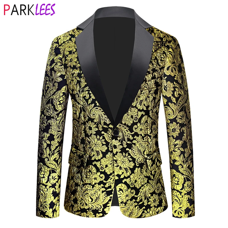 

Mens Luxury Baroque Floral Jacquard Suit Jacket 2024 Brand Notched Lapel One Button Dress Blazers Party Wedding Dinner Costume