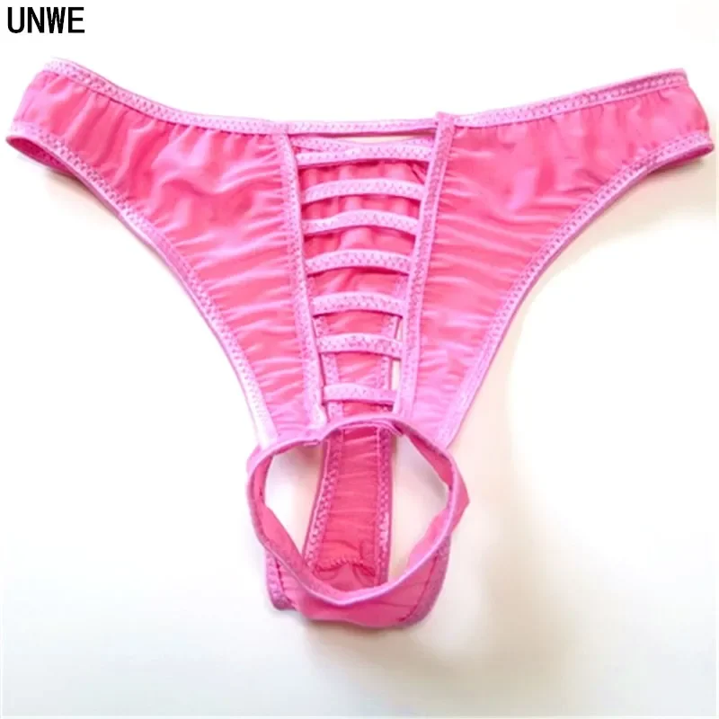 1PCS Crotch Open Underwear for Men Hollow Bandage Gay Sexy Underwear Erotic See Through Thong with Penis Hole