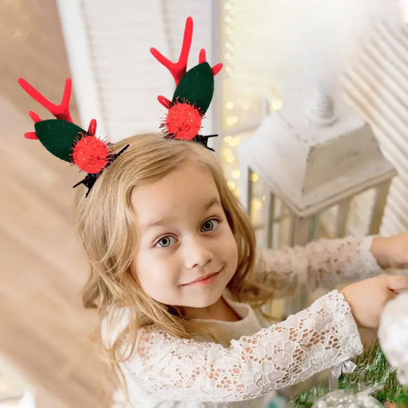 Hair Clip With Light Antler Ears Christmas Hair Clip Glowing Elk Headband Headdress Headwear Women Navidad Decor
