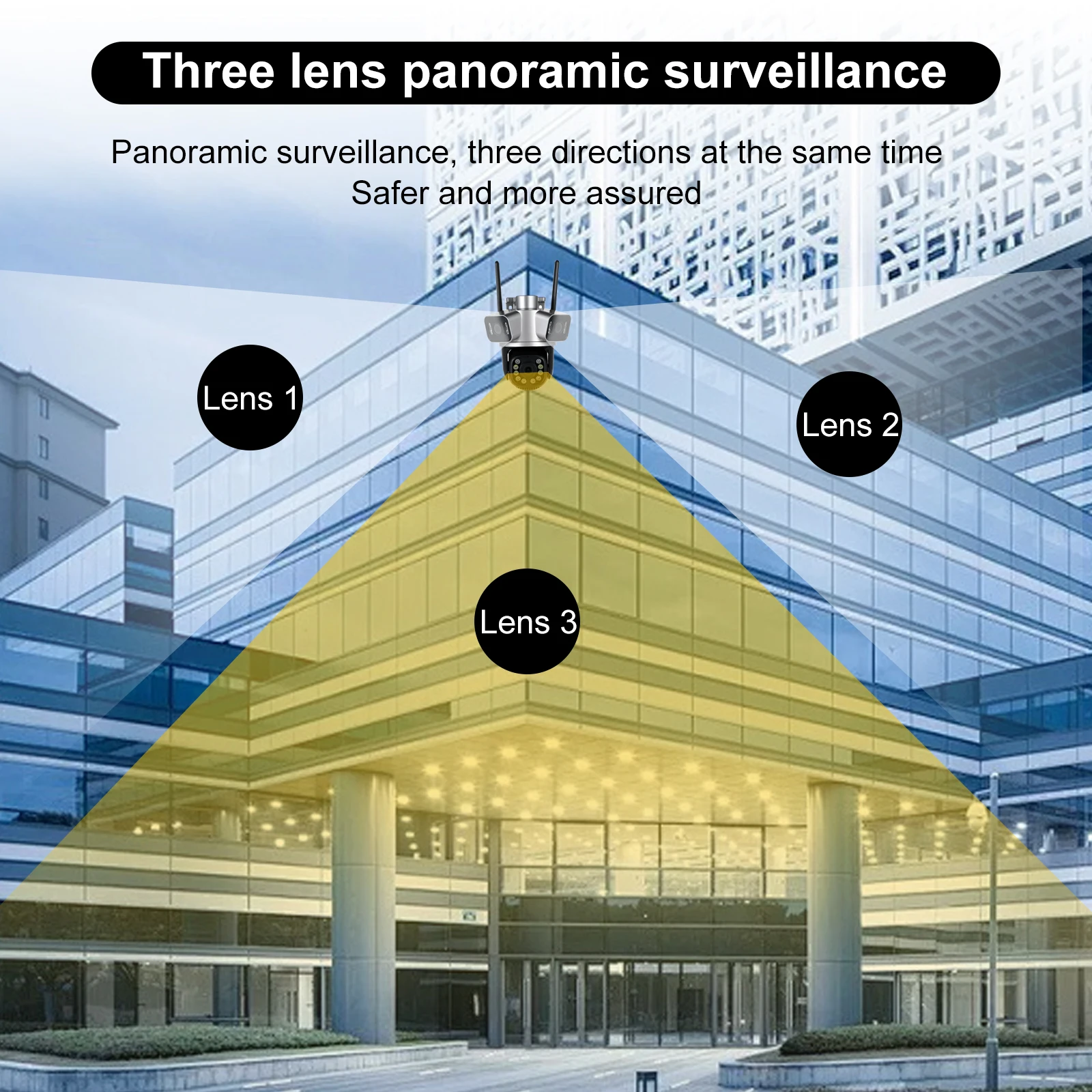 6K 12MP WiFi Surveillance Camera, 3Lens 3 Screens, Digital Zoom, AI Human Detect, ONVIF, 8MP Outdoor Security PTZ IP Cameras.