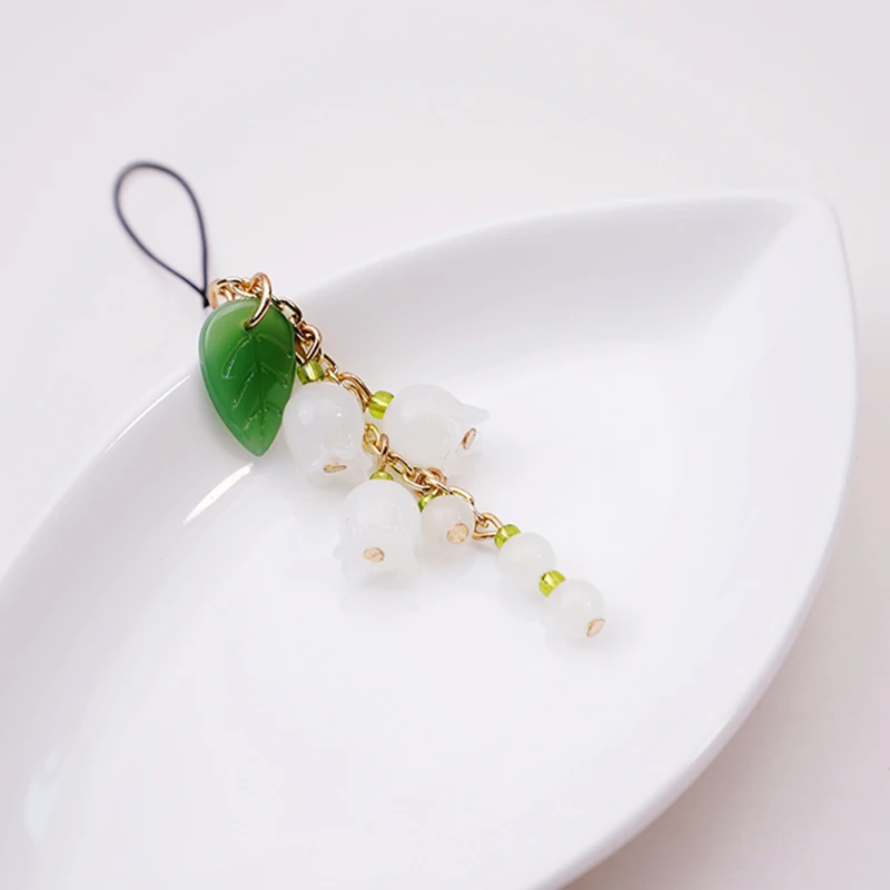 Lily Of the Valley Mobile Phone Lanyard Women Key Chain Pendant Pendant Jade Pendant Small Pendant Mobile Phone strap Chain