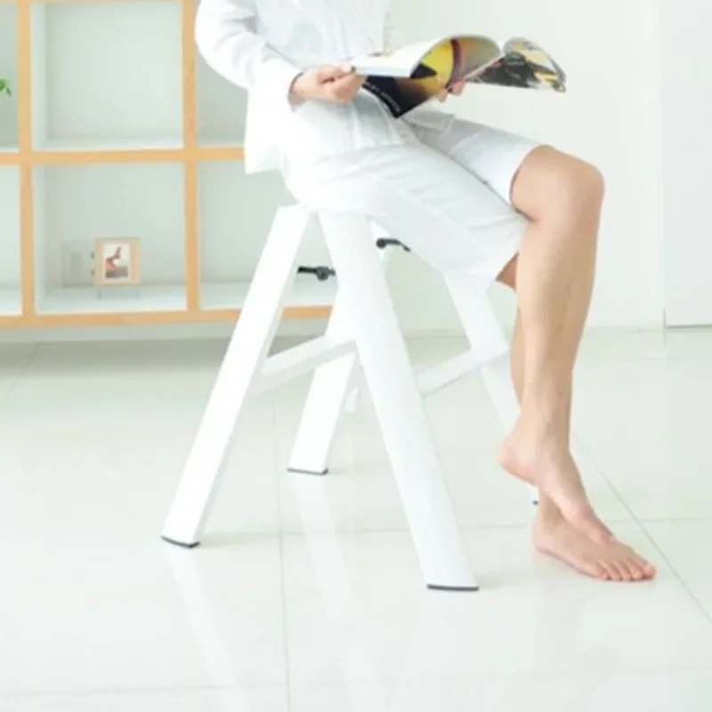Aluminium Alloy Folding Ladder Stool Portable Multifunctional Step Stools Multilayer Anti-Slip Counter Chair Kitchen Furniture