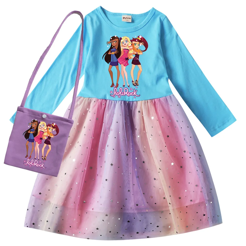 Lolirock – robe de princesse Rock Loli pour fille, vêtement de fête d'anniversaire,  à manches longues, avec sac, collection automne - AliExpress