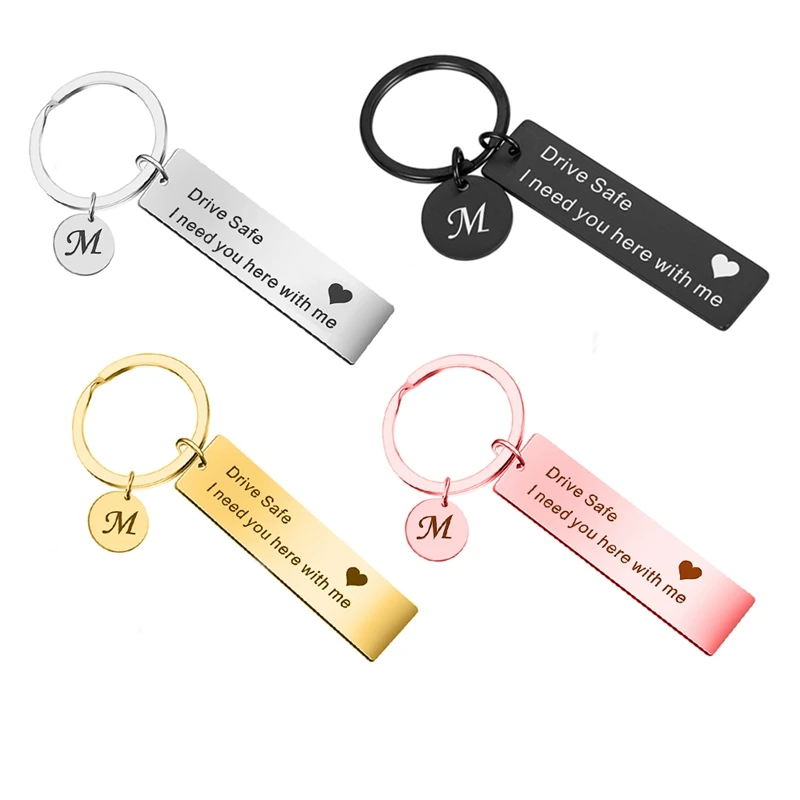 

Drive Safe Keychain A-Z 26 Initials Lettering Men Women Boyfriend Husband Key Chain Birthday Chritsmas Father's Day Gifts