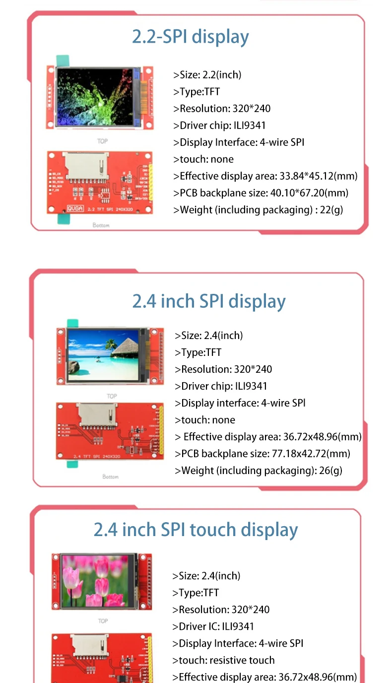 TFT Display / 2.0/2.2/2.4/2.8/4.0/3.2/3.5 1.44/1.8 Inch IPS7p SPI HD 65 K ST7735TFTColorLCD Module Driver IC 80*160For Arduino