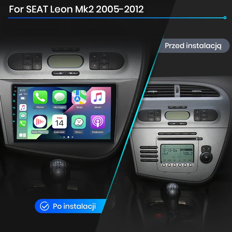 Radio de coche Junsun con CarPlay inalámbrico y Android Auto para SEAT Leon Mk2 2005-2012, sistemas inteligentes para coche, DSP, SWC, RDS, GPS, FM, BT 2