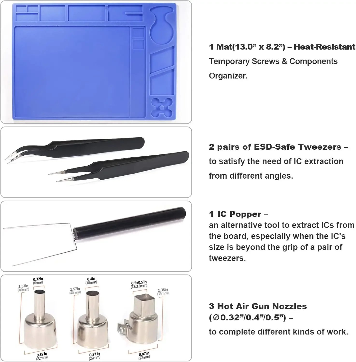 959D-Digital Hot Air Rework Station High Power with 3 Memories, Airflow Efficiency &deg;F /&deg;C Display Accurate Temp 212&deg;F~932&deg;F