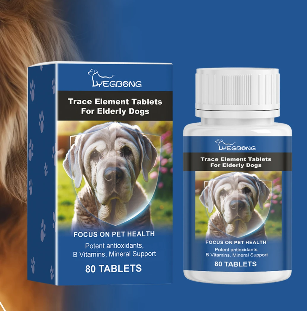 80 Tablets Senior Dog Multivitamin Supplements &ndash; PET Essential Nutrients for Elderly Dogs, Calcium & Wellness Support
