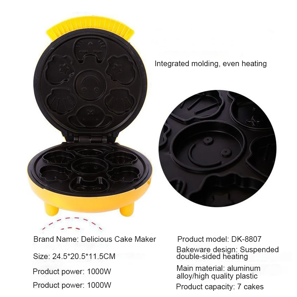 Mini macchina per waffle elettrica, macchina per preparare pancake antiaderenti di diverse forme, macchina per la colazione con capacità di 7 torte, elettrodomestico da cucina_voghion.com