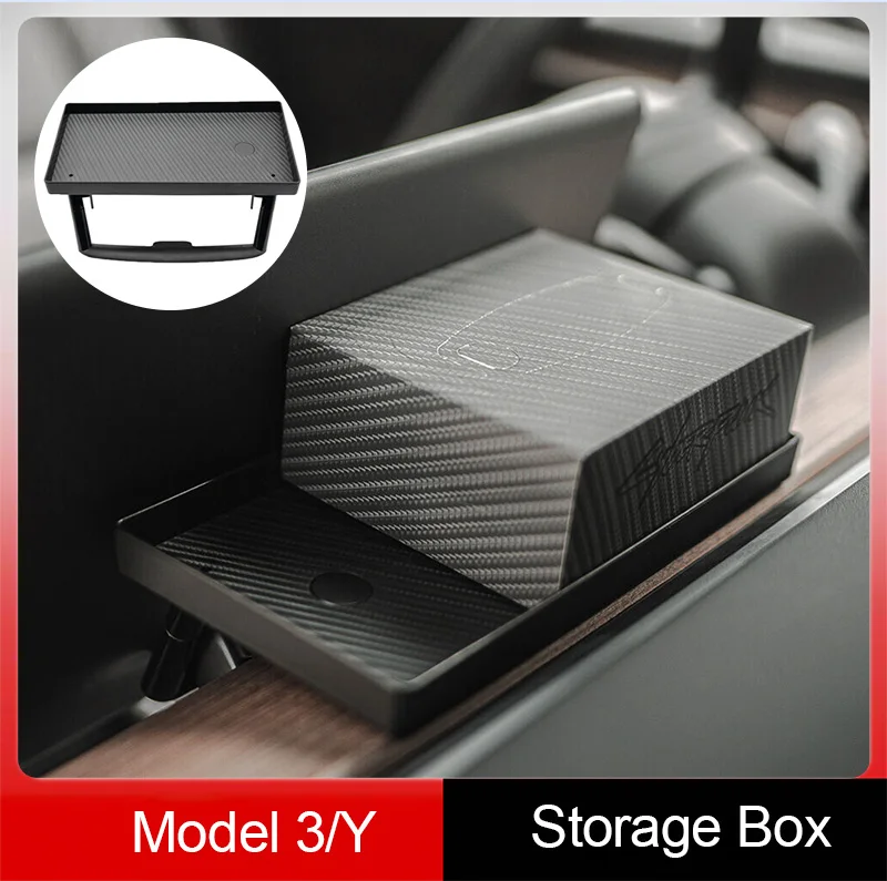 

For Tesla Model 3/Y Magnetic Paper Towel Holder Hidden Storage Tray Behind Screen Glasses Accessory