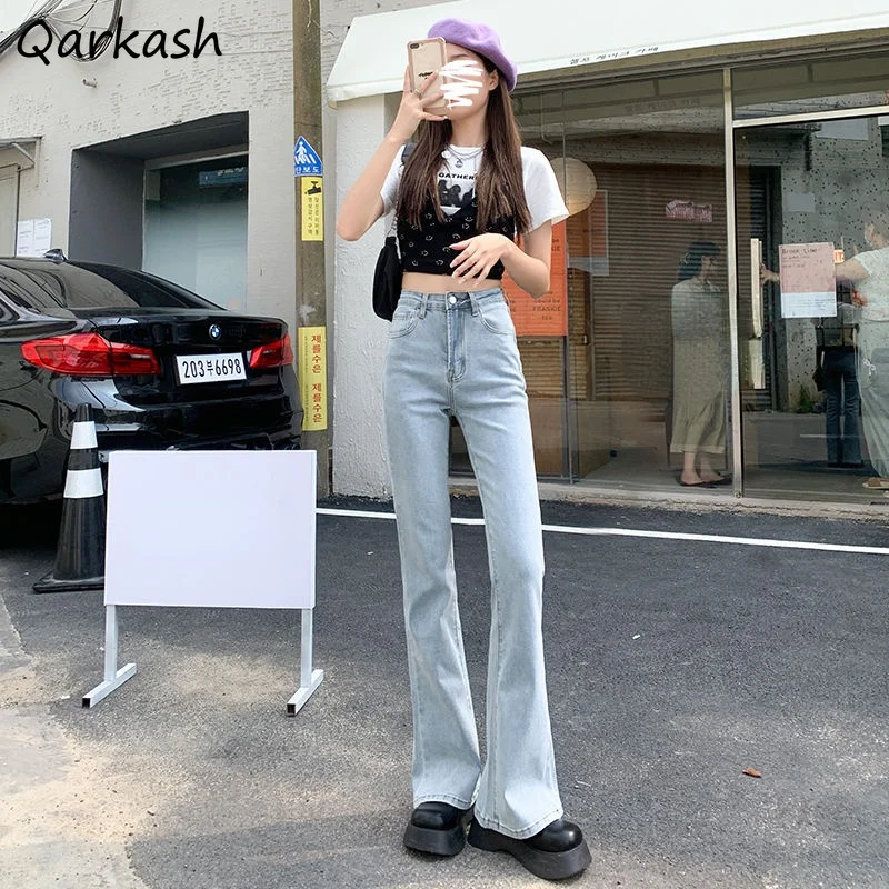 

Jeans Women Young Ladies Popular Fashion Elegant All-match Ins Cosy Button Leisure Summer Thin Korean Style Hot Sale Fit Teens