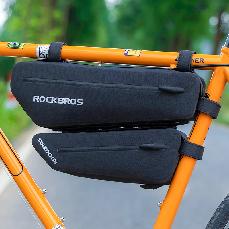 ROCKBROS 2 In 1 Bicycle Bags Panniers ≈3.5L Waterproof Reflective Front Tube Bike Bag MTB Road Frame Triangle Pouch Cycling Bag