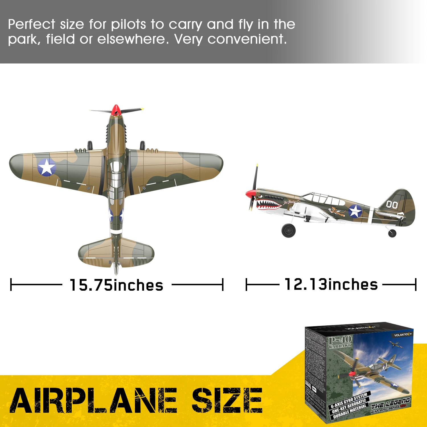볼란텍스 RC 761-13 P-40 워호크 전투기 400mm 날개 길이 2.4G 무선 조종 항공기 RTF 원 스턴트 X 파일럿 안정화 시스템
