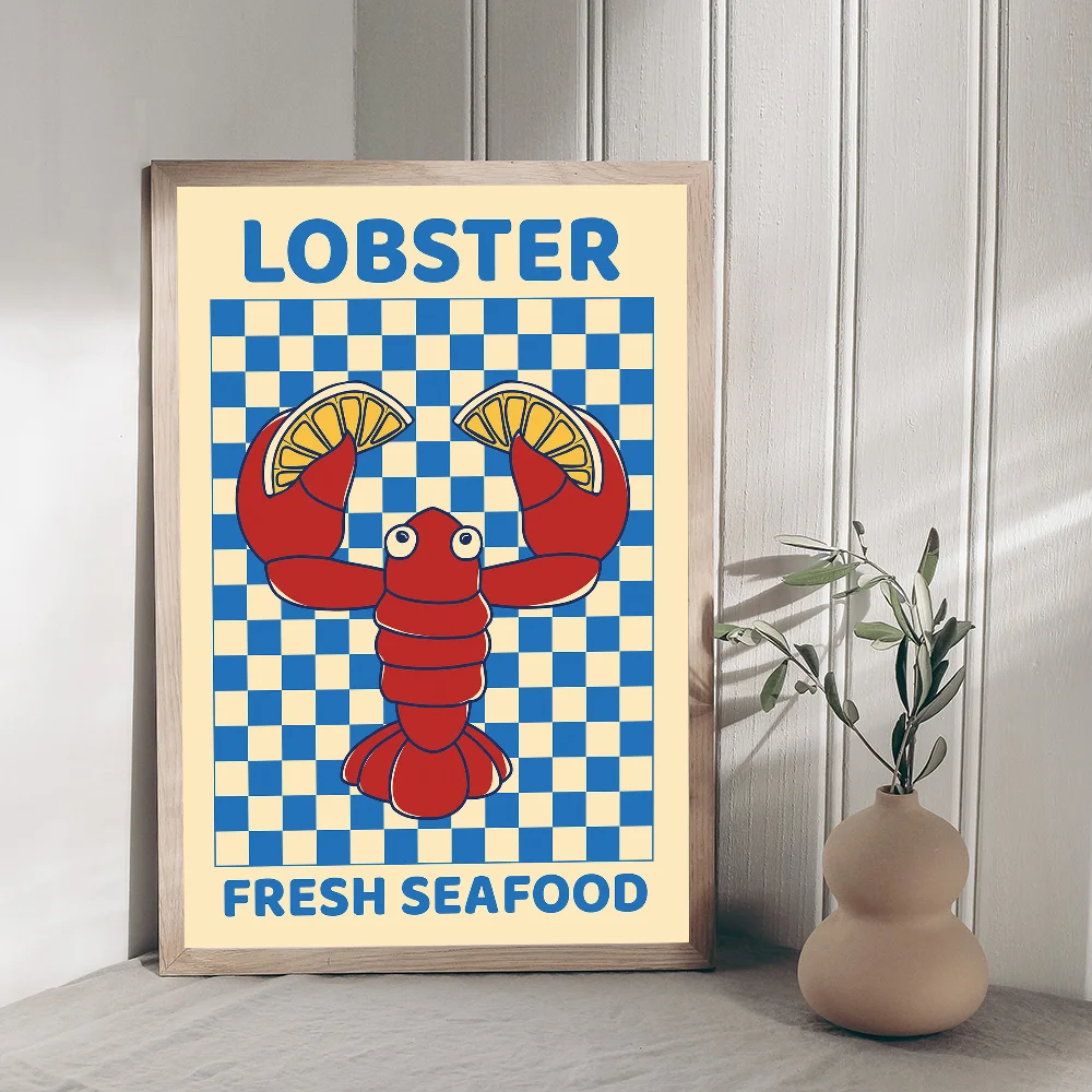 Colorful Sardine Lobster Fish Ocean Animal Classic Vintage Posters Whitepaper Prints Posters Artwork Kawaii Room Decor vintage posters poster prints