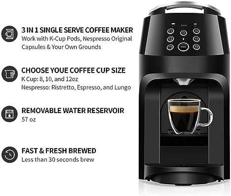 Coffee Maker for , K-Cup Pod and Ground Coffee, Coffee and