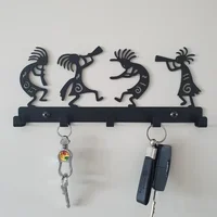 Wall Mounted Coat Rack Vintage Black Metal Key Holder Wall Hooks for Clothes & Hats Stylish Wall Hanger Elegant Artwork 1