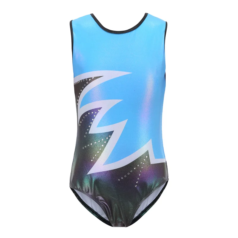 

Wholesale New Coming Cheap Kids Girls Shiny Rhinestone Gymnastics Leotards Sleeveless