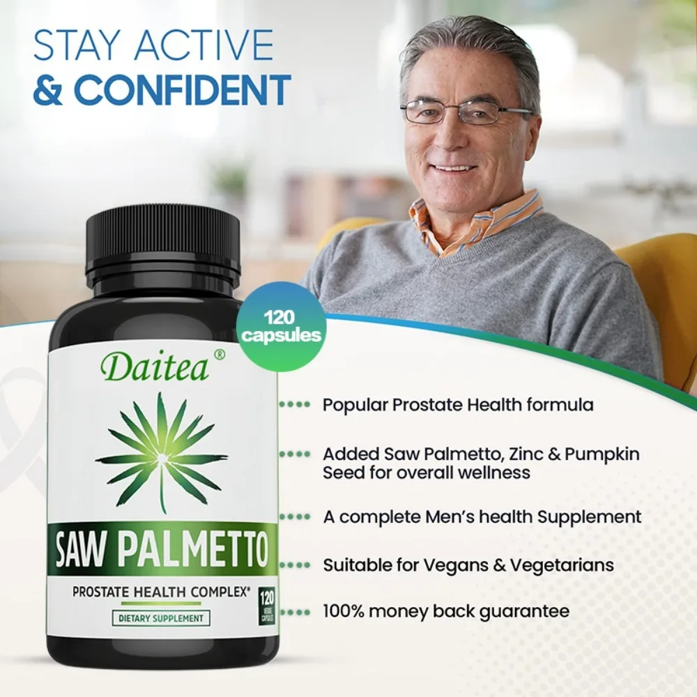 Saw Palmetto 500 Mg Promotes Prostate Health Improves Urinary Frequency and Volume/Painful Urinary Movements/Urinary Urgency