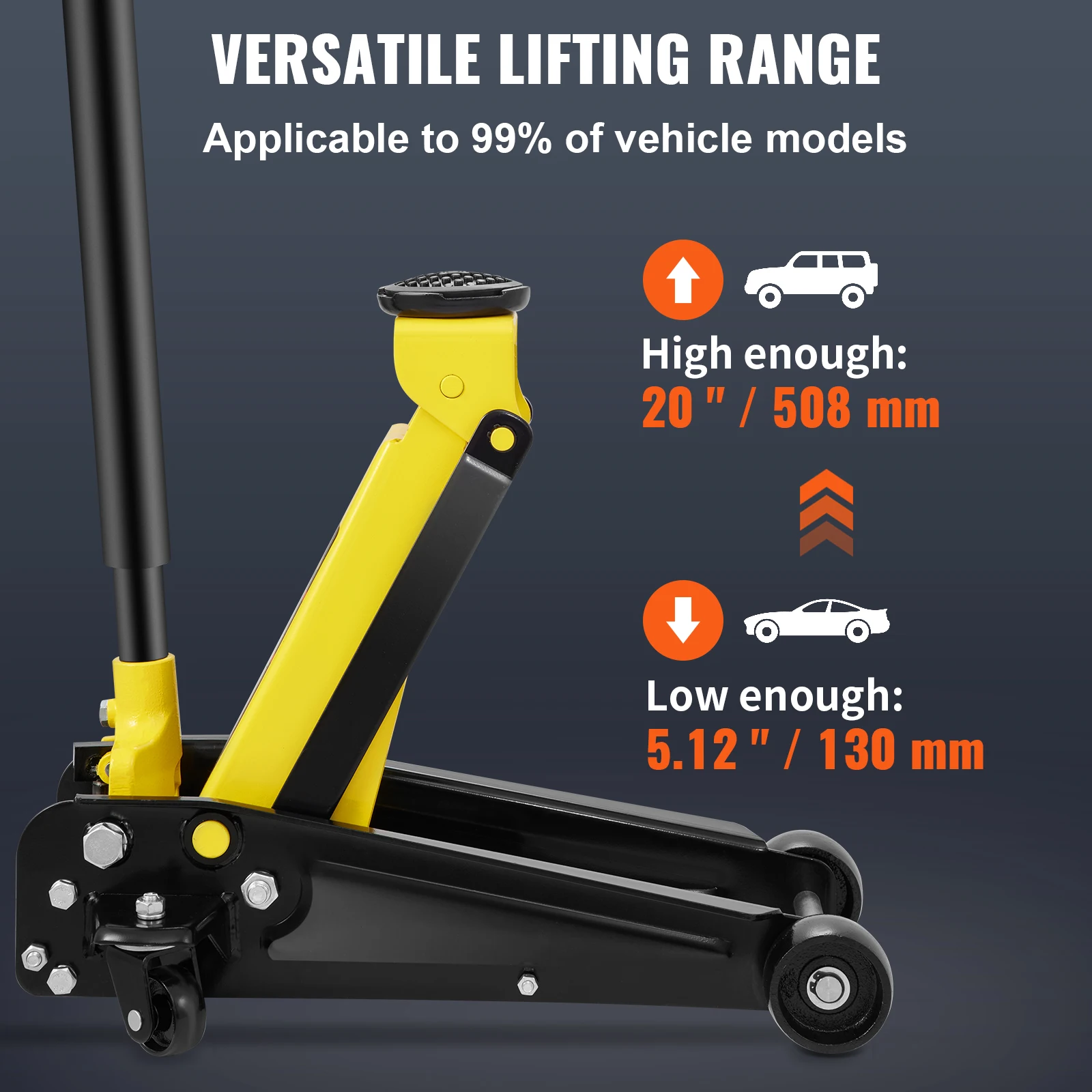 VEVOR Car Jack 3 Ton Floor Jacks Heavy-Duty Steel Racing Jack W/ Single Pistons Quick Lift Pump Tire Change Lifting Repair Tool