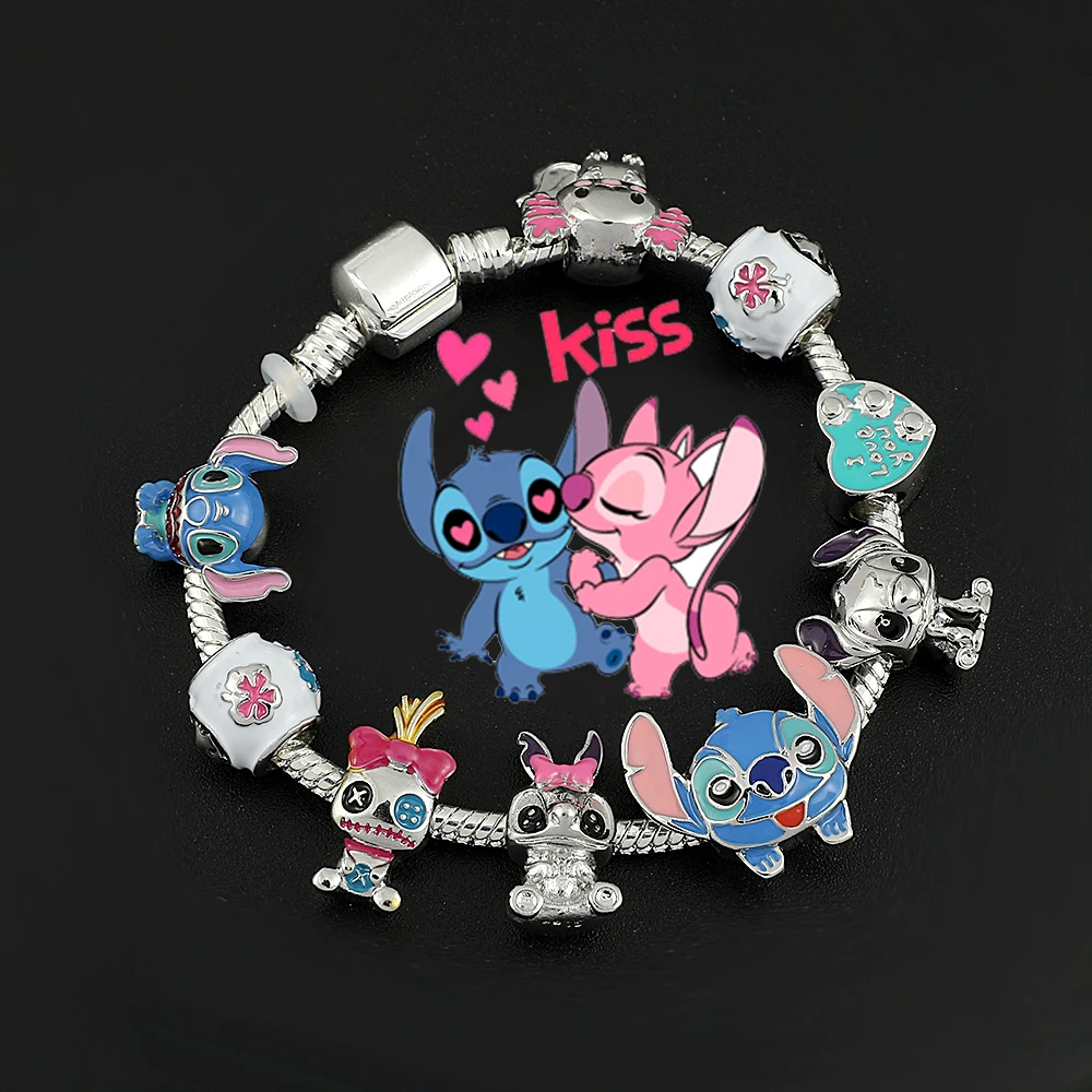 Disney-Lilo e Stitch Bracelete para Mulheres, Inspirado em