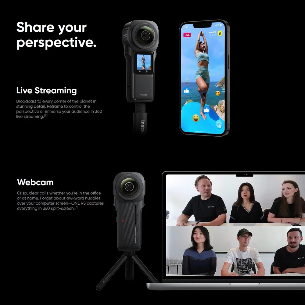 Insta360 ONE RS 360 에디션 액션 카메라, 360 ° 파노라마 카메라, 6K 21MP IPX3 방수 스포츠 카메라, 셀카봉 포함, 1 인치
