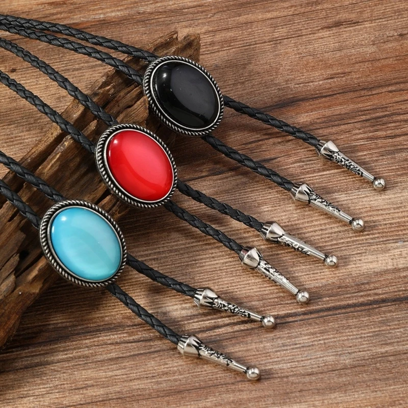 Delicate Gemstones Bolo Tie Cowboy Necktie Western Bolo Tie for Shirt