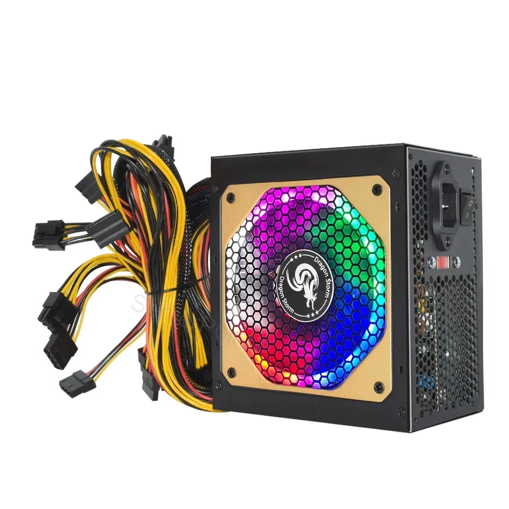 Fonte de Alimentação para E-sports Desktop Video Game Computador Rgb Colorido Ventilador Silencioso Psu 24pin 12v 110 v 230v Atx400w 600w - Imagem 4