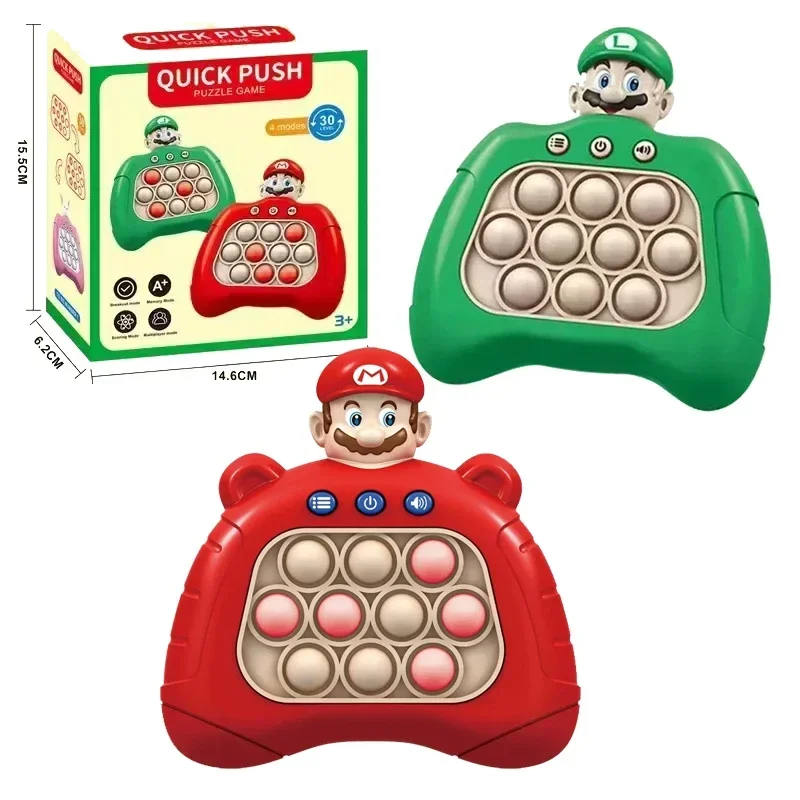 

Mario Cartoon Quick Push Game Console Puzzle Press Toy Anime Figure Marios Kawaii Children's Decompression Relax Gift