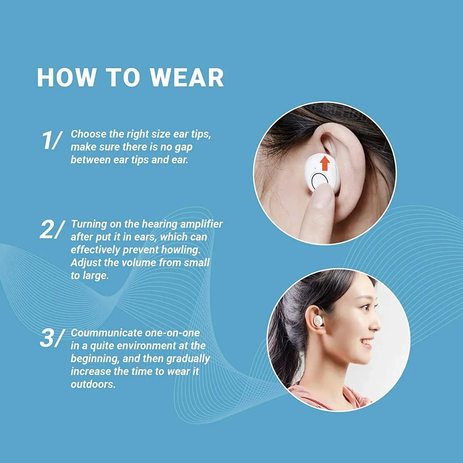 JINGHAO Rechargeable Hearing Aids Digital Hearing Amplifier In Ear Enhancer Voice Hearing Loss for Eldly White 5