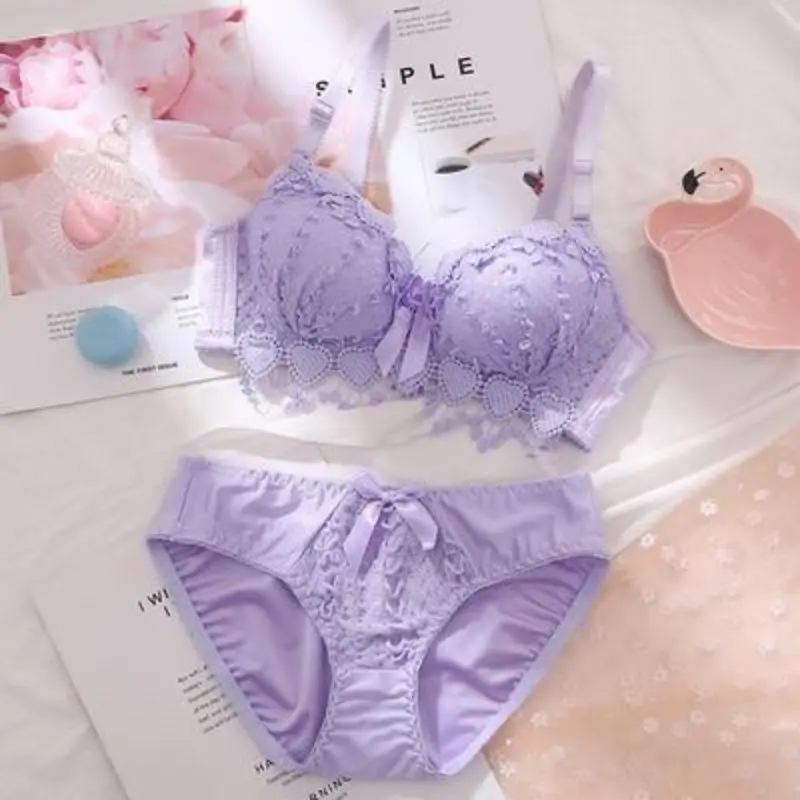 Fashion New Women Floral Lace Underwear Set Brassiere Outfit Women Wireless Underwear Solid Push Up Bra Set Sexy Lingerie Corset bra and panty sets