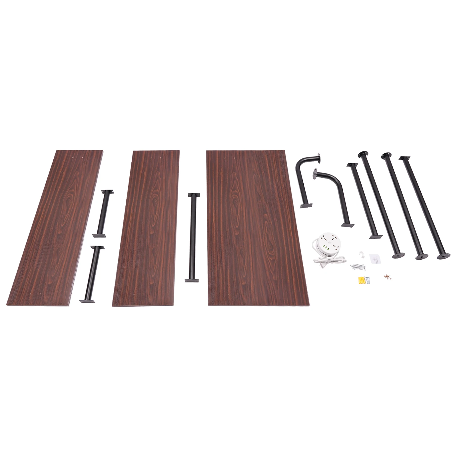 2-Shelf Laptop Desk with Shelves Wall Mount Desk with Power Strip Modern Computer Writing Table for Work Platform Ladder Desk 5