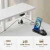 L Shaped Desk with File Drawers, 64" Home Office Desk with Power Outlet & LED Lights, 5