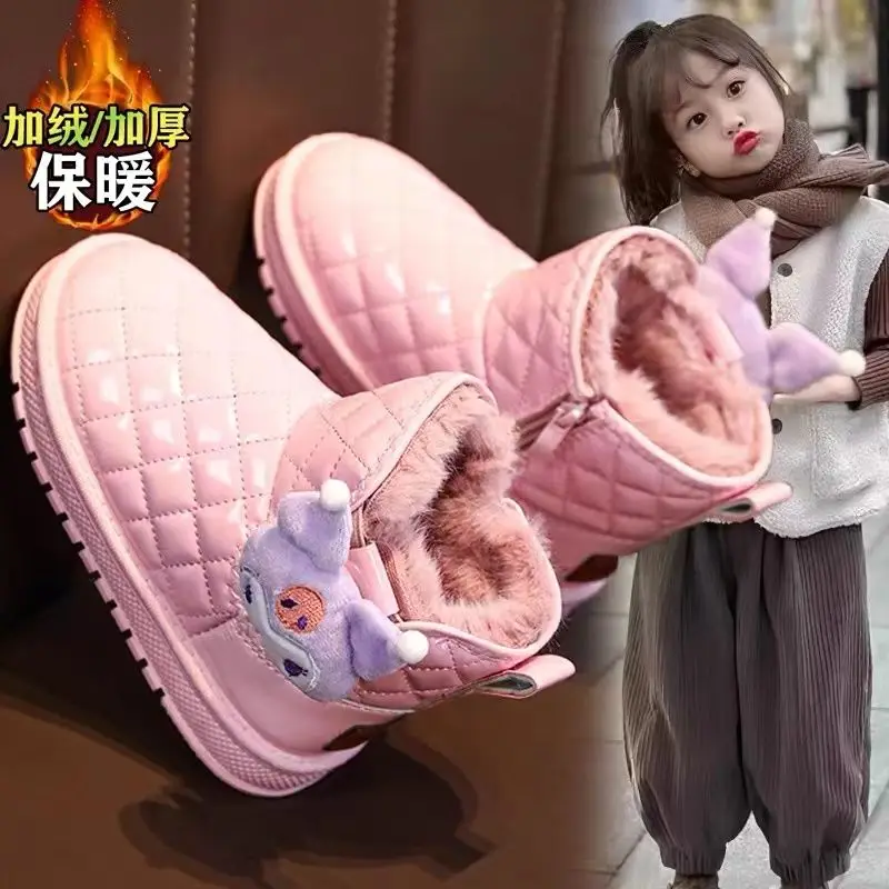 

Kuromi Snowy Boots Kawaii Sanrio Anime Children Winter Plush Doll Cinnamoroll Cute Warm Cotton Shoes Lovely Toys for Kids