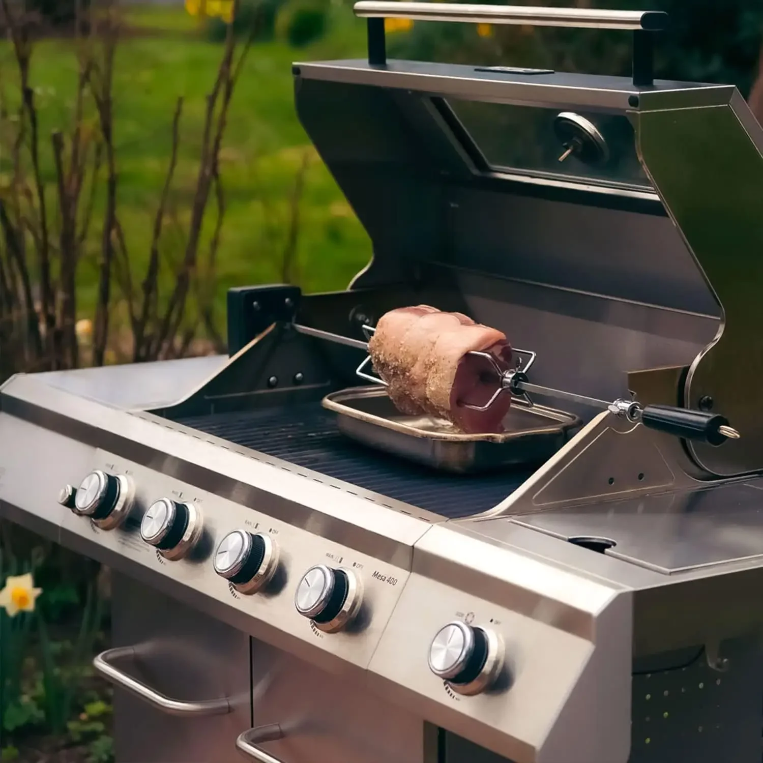 Monument Grills Larger 4-Burner Propane Gas Grill Stainless Steel Heavy-Duty Cabinet Style with Knob Controls & Side Burner 3