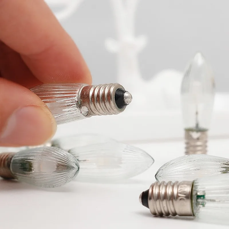 10PCS LED 필라멘트 전구 E10 따뜻한 흰색 에디슨 레트로 촛불 전구 유리 전구 테이퍼드 캔들 교체 전구