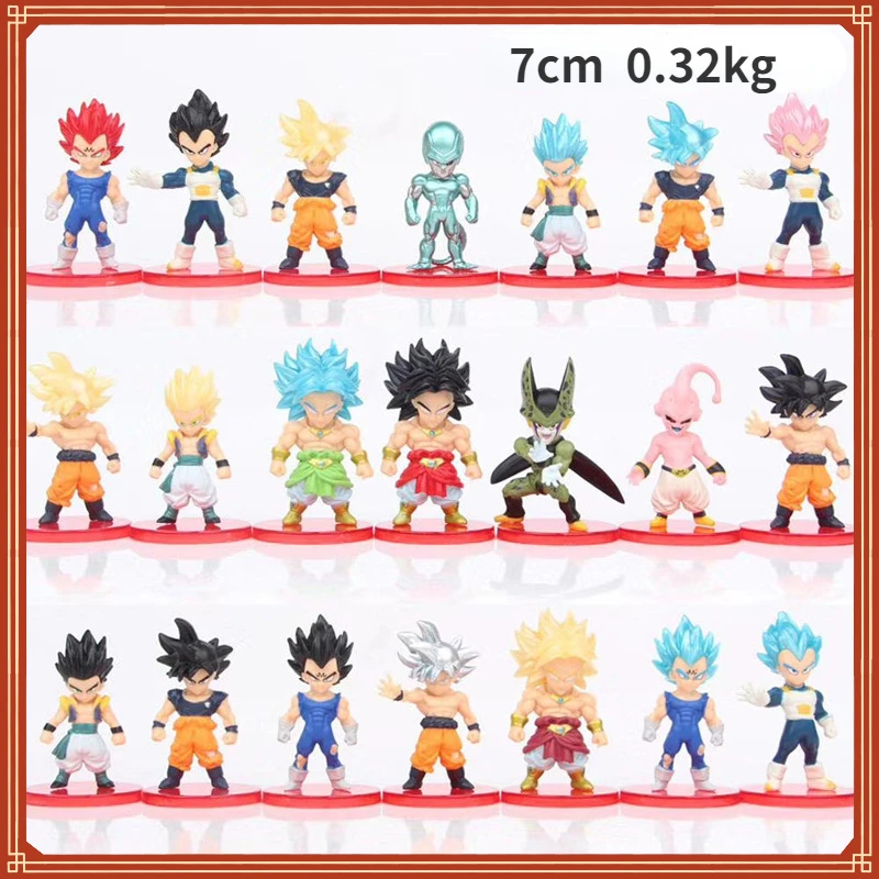 

7cm Dragon Ball 21pcs Battle Style Son Goku Decoration Vegeta IV Frieza Anime Peripheral Figure Office Decoration Christmas Gift
