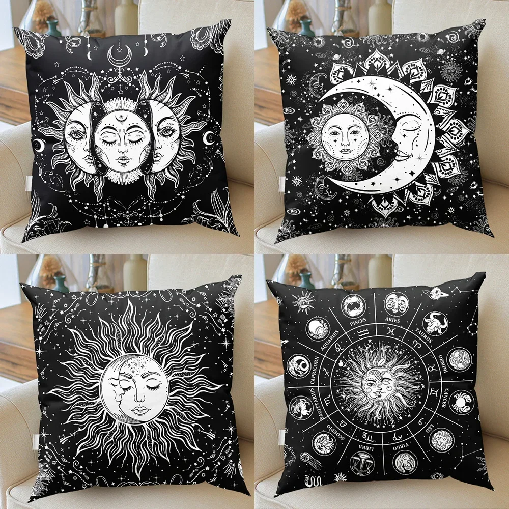 

Mandala White Black Sun and Moon Printing Series Decorative Home Pillowcase Square Office Decoration Cushion Cover