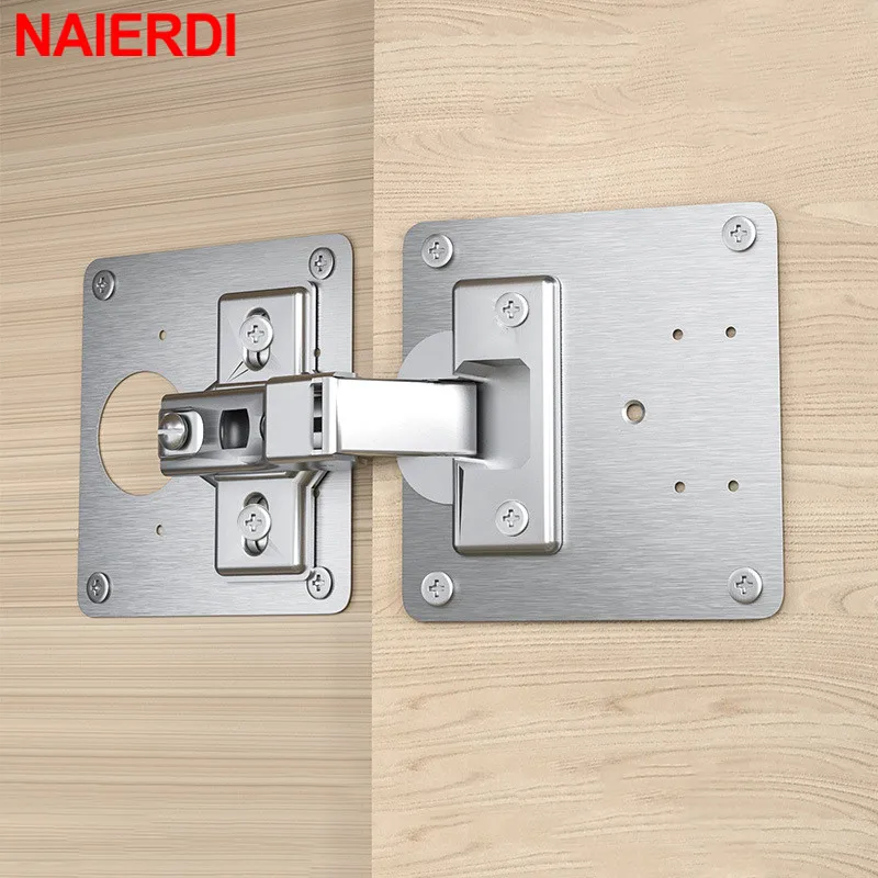 NAIERDI 1/2/4/8PCS Hinge Repair Plate Resistant Stainless Steel Furniture Mounted Plate Cabinet Door Hinges Repair Mount Tool hinge repair plate