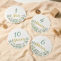 Newborn Photography Paper Spanish France English Leaf Milestone Card Shooting Props Baby 0 to 12 Months Accessories Baby Gifts 2